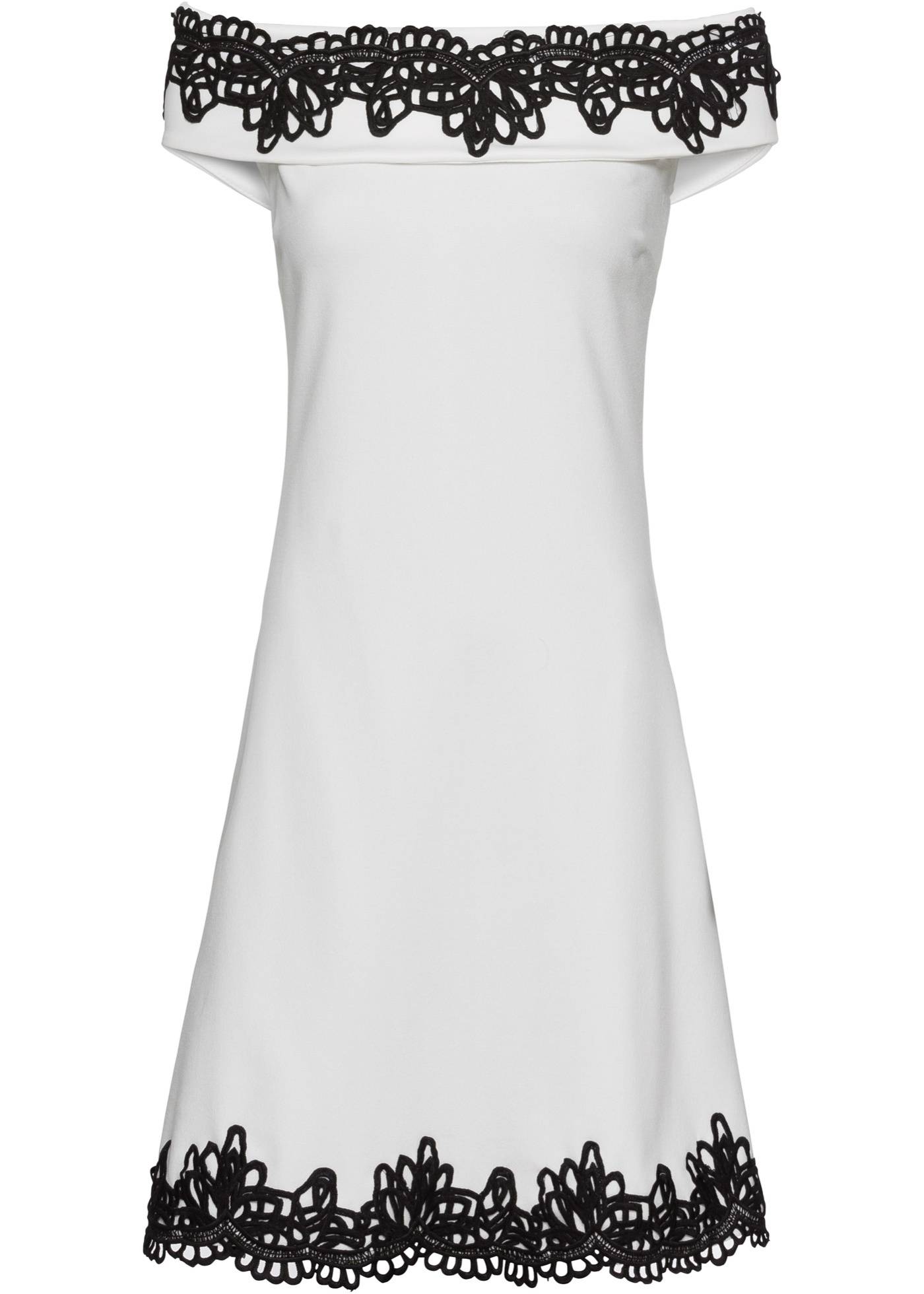 Белое платье с кружевной отделкой Бонприкс